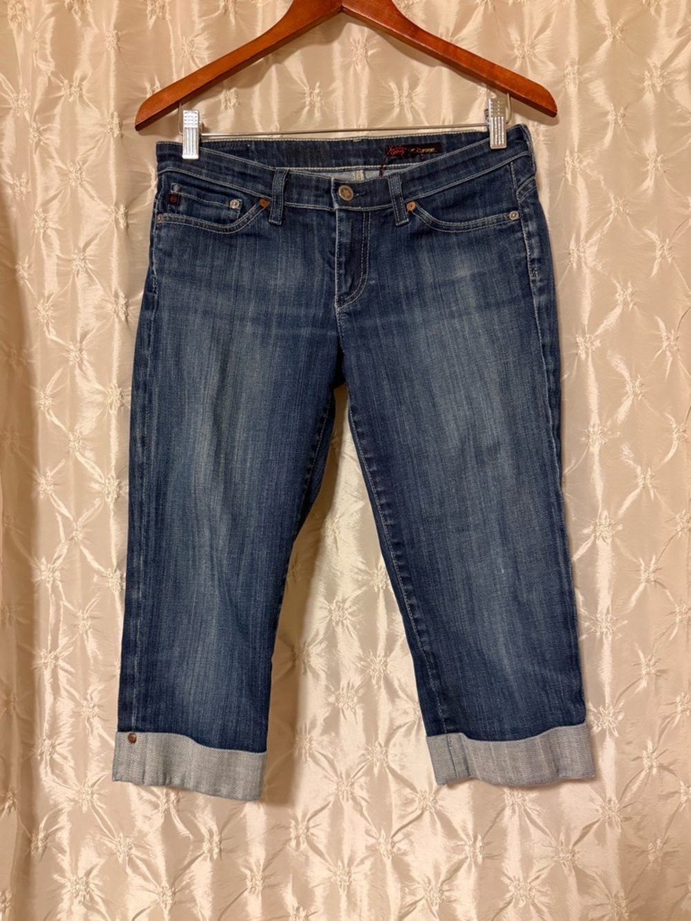 AG Adriano Goldschmied Vintage Y2K Cropped Jeans Cuffed Denim Capri Low Rise
